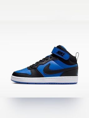 Nike Kids' Court Borough Mid 2 Basketball Shoes - Black/Blue